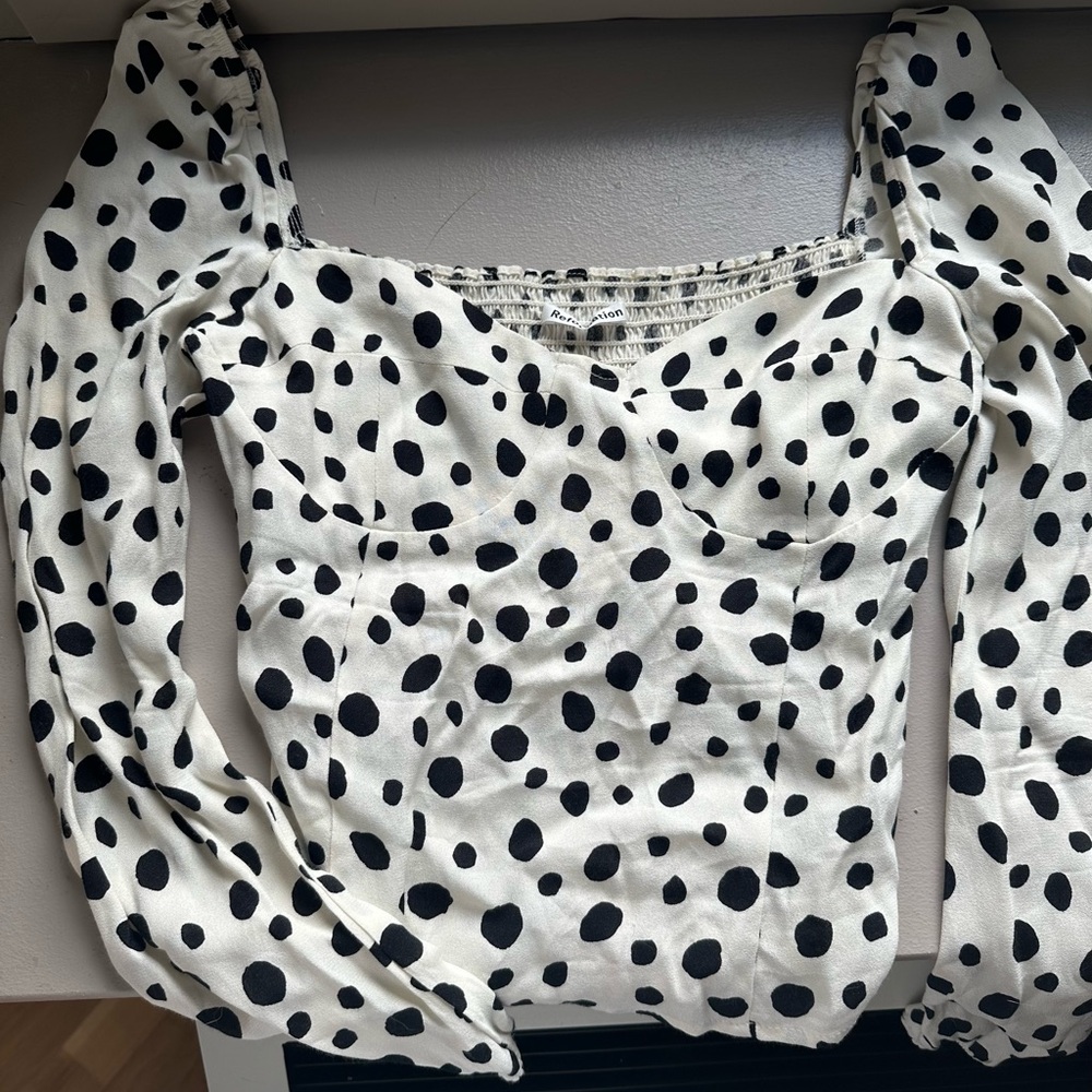 Reformation polkadot blouse
